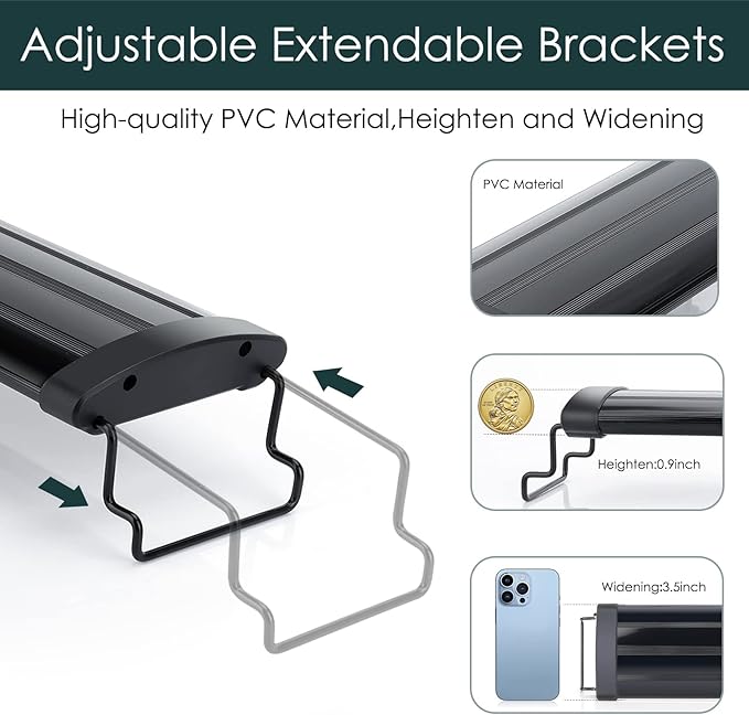 AQQA Aquarium Light,Full Spectrum LED Fish Tank Lights,12"-54" Adjustable Multi-Color White Blue Red Green LEDs with Extendable Brackets,14W-31W for Freshwater Plants (17W (18"-24"))