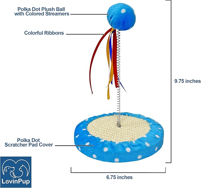 Cat Tree with Toy Ball, Interactive Cats Scratcher Toys with Colorful Ribbons, Play kat Tree, Fun, Entertaining for Large Cats and Small Kittys
