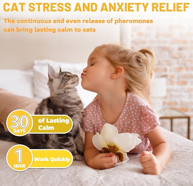 Calming Collar for Cats 4-Pack, Adjustable Water Proof Cat Pheromone Collar for Anxiety Relief, Vet-Recommended, 30-Day Stress Relief Grey