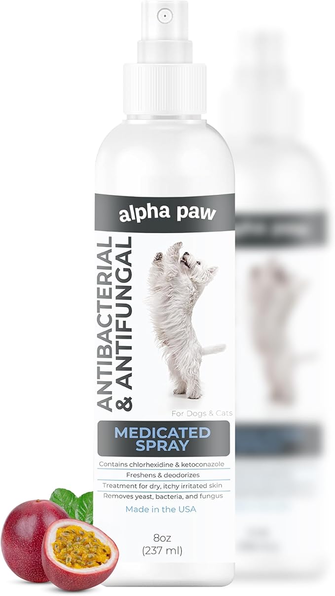 Smiling Paws Pets Advanced Chlorhexidine & Ketoconazole Spray for Cats & Dogs Spray 8oz