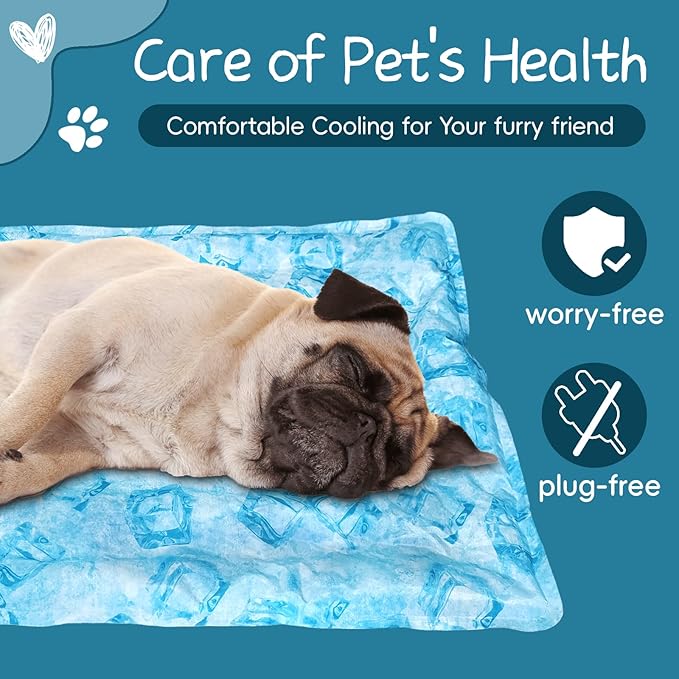 Cooling Pad for Large Dog,Instant Pet Cool Mat,Comfortable Cool Pet Mat for Cat.Portable Dog Bed for Summer. Suitable for Outdoor Summer Crate Pad.Long Time Cooling.Ice Brick(Size-XL 23.6 * 35.4in)