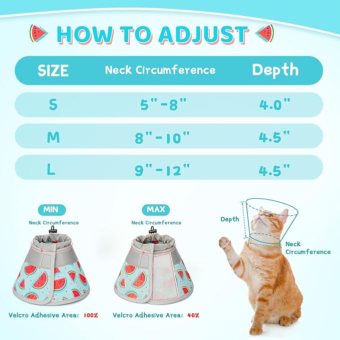 Cat Cone Collar Soft to Stop Licking, Adjustable, Foldable Lightweight Kitten Cones After Surgery Recovery for Cats & Kittens, Cat Cone Alternative (Blue, S)