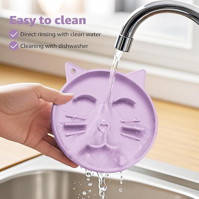 Coomazy Silicone Slow Feeder Dog Cat Bowls, Interactive Puzzle Toy for Pets Dry/Wet Food Training, Keeps Dogs Cats Busy, Prevents Puppy Kitty Overeating (Purple, 0.8 Cup)