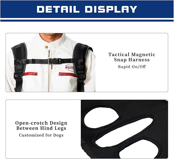 Dog Backpack Carrier - Spine-Friendly for Large Dogs(24-35lbs) Horizontal Design Dog Carrier with Adjustable Back Straps for Joint Injuries, Arthritis, Ideal for Stairs, Elderly Dogs(Size XL)