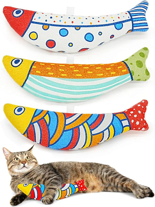 Cat Fish Catnip Toys for Cats, Pet Chew Toy for Bored Indoor Adult Cats, Crinkle Cat Kicker Toy for Indoor Kittens