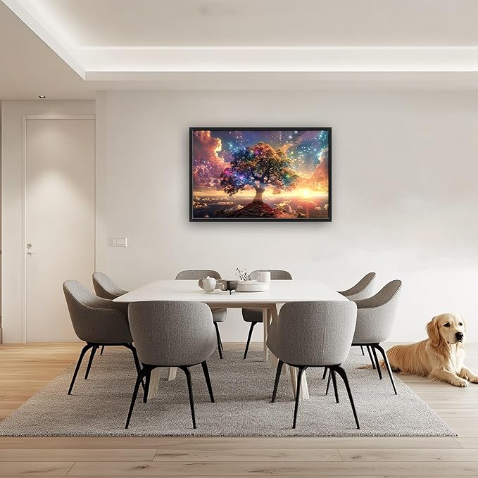 Tree Sunrise Large Wall Art Tree of Life Pictures Foggy Mountain Landscape Wall Starlight Nature Decor Canvas Print Painting Artwork for Bathroom Living Room Bedroom 36L" x 24W"