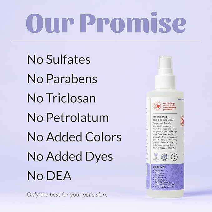 Skout's Honor Probiotic Paw Spray for Dogs - Microbiome-Friendly Certified - Alcohol-Free, Fragrance-Free & Non-Medicated - Supports Healthy Skin & Relieves Itchy, Stinky Paws, 8 oz