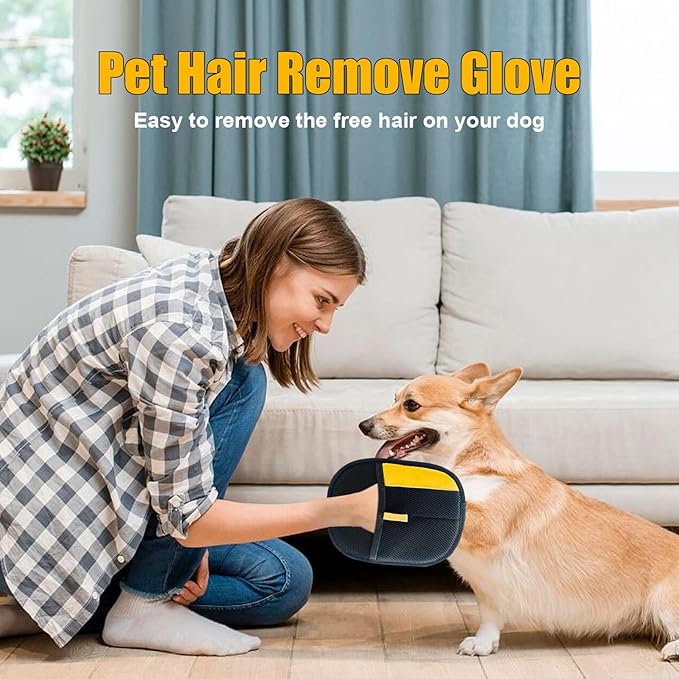 Pet Hair Removal Glove-2 Pack Reusable Electrostatic Pet Hair Remover Glove, Pet Hair Removal Tool for Cats & Dogs - Suitable for Couch, Clothing, Carpet, Furniture, Car Seats