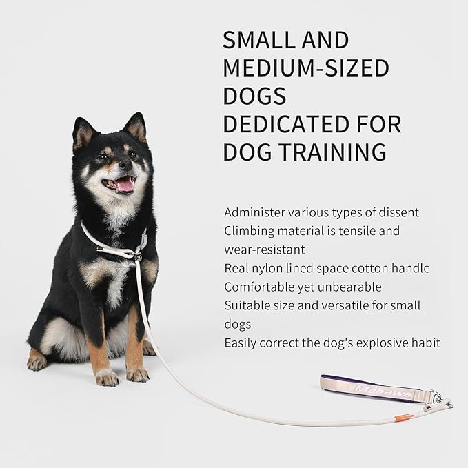 Dog Anti-Slip Leash 5FT with Metal Stopper - Durable No-Pull Training Lead for Small, Medium & Large Dogs - Comfortable Handle Nylon Rope, Tangle-Free Pet Walking Leash (Beige, 5 FT)