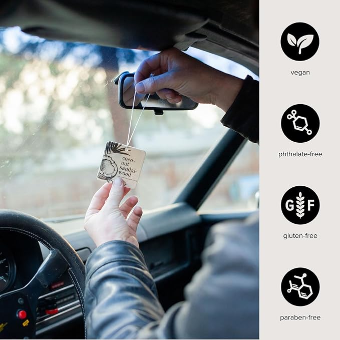 Coconut Sandalwood Car Air Freshener - 4 Pack