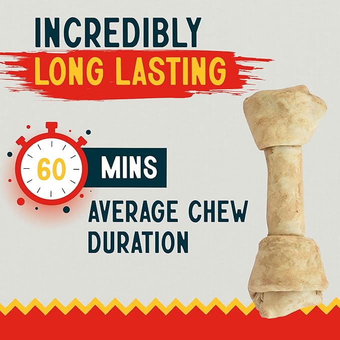 Canine Chews 8-9" XL Extra Large Rawhide Bone for Large Dogs Aggressive Chewers Savory Flavored 10 Pack (Chicken Flavor)