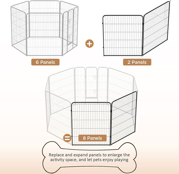 BestPet | Dog Playpen Extender | 40 Inch, 2 Panels | Heavy Duty Metal Pet Exercise Pen | Indoor Outdoor Fence Panels | Rust-Resistant, Removable, Tool-Free Setup | Anti-Skid, Expandable Design