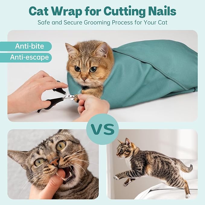 Paw Legend 21.7" Cat Wrap for Grooming Cat Wrap for Cutting Nails Cat Restraint for Nail Clipping Self Adhesive Blanket Restraint Cloth for Cats Within 6lbs