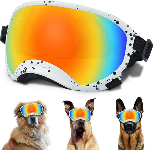 Winproof Large Dog Sunglasses with Adjustable Strap, UV Protection, Soft Goggles for Medium-Large Dogs