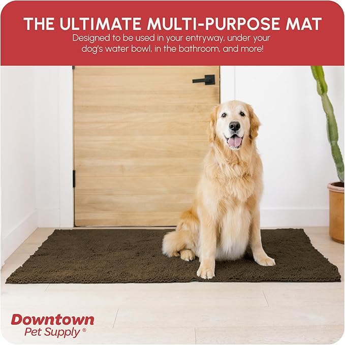My Doggy Place Microfiber Dog Mat for Muddy Paws, 60" x 36" Brown - Non-Slip, Absorbent and Quick-Drying Dog Paw Cleaning Mat, Washer and Dryer Safe - X-Large/Runner