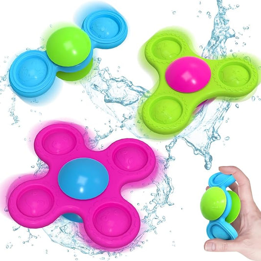 Suction Spinner Toys for Babies Cute Animals Spinning Toys for Toddlers Travel Toys Sensory Toys Bath Toys for Babies 10-12 Months+ Gifts for Kids Suction Cup Toys (Classic Edition - Animals)