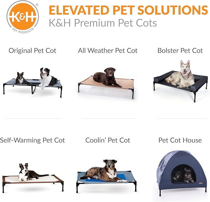 K&H Pet Products Outdoor Elevated Dog Cot, Breathable Cooling Elevated Cot Hammock Pet Bed for XL Dogs, Washable Mesh Cover, Raised Metal Frame, Collapsible, Portable - Jumbo 56 X 38in Chocolate