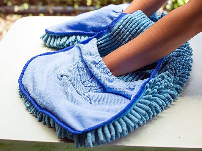 Tuff Pupper Quick Dry Towel for Dogs | Ultra Absorbent Microfiber Shammy | Extra Large 35x15 Size for All Breeds | Comfortable Hand Pockets | Indoor Outdoor Use | Durable Material | Machine Washable