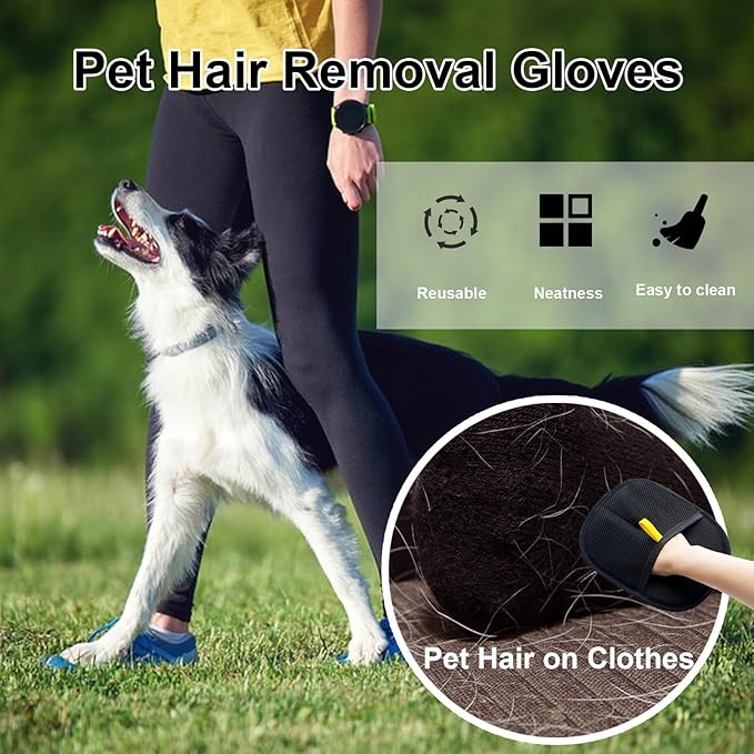 Pet Hair Remover, Electrostatic Gloves Pet Hair Removal, Reusable Double Sided Electrostatic Pet Hair Remover