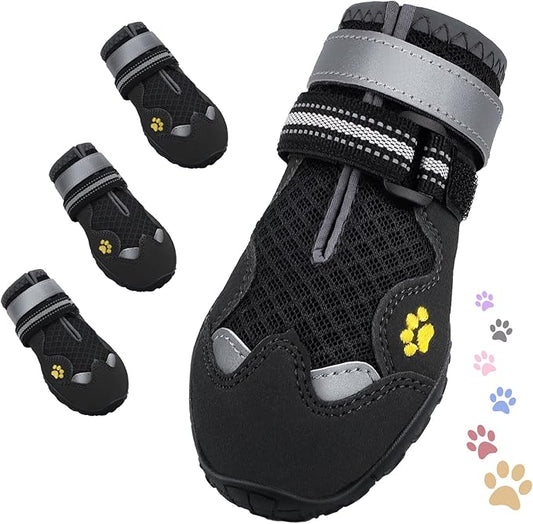 Dog Shoes for Large Medium Small Dog, Mesh Breathable Dog Shoes for Hot Pavement, Anti-Slip Dogs Boots Paw Protectors with Reflective for Outdoor Walking Indoor Hardfloors (Size 5)
