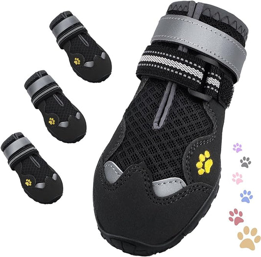 Dog Shoes for Large Medium Small Dog, Mesh Breathable Dog Shoes for Hot Pavement, Anti-Slip Dogs Boots Paw Protectors with Reflective for Outdoor Walking Indoor Hardfloors (Size 7)