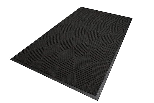 M+A Matting WaterHog Diamond | Commercial-Grade Entrance Mat with Rubber Border – Indoor/Outdoor, Quick Drying, Stain Resistant Door Mat (Charcoal, 3' x 12')