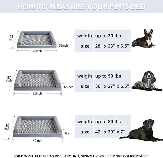 BFPETHOME Dog Beds for Large Dogs, Orthopedic Dog Bed for Medium Large Dogs,Big Waterproof Couch Pet Bed with Removable Washable Cover