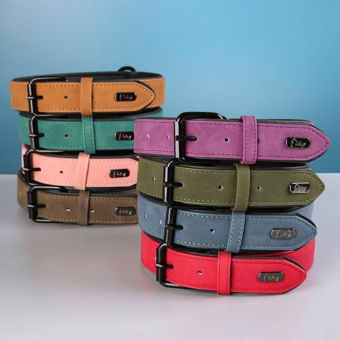 Didog Soft Padded PU Leather Dog Collar, Breathable and Adjustable Dog Collars for Small Dogs, Comfortable for Daily Walk, Light Brown, M Fit Neck 12-15"(13-22 lbs)