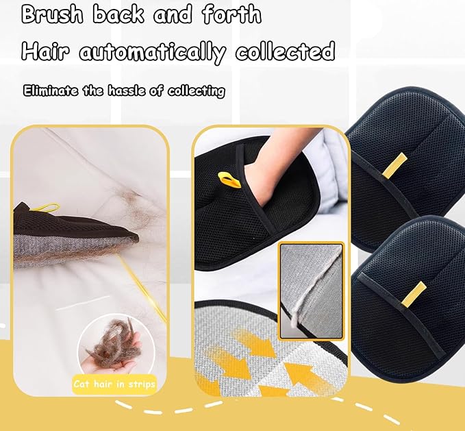 Pet Hair Remover Electrostatic Gloves for Cats Dogs 2025 Reusable Cat Hair Removal Glove, Static Electricity Pet Hair Remover for Couch, Carpet, Clothing, Car Seats (2Pcs)