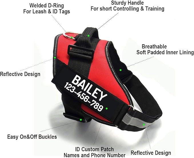PawPawify Custom No Pull Dog Harness with Name and Phone Number, Heavy Duty Personalized Pet Vest to Prevent Tugging, Pulling, or Choking, Training and Walking (Camouflage Red, L (40-60 LBS))
