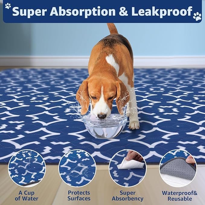 LOOBANI Washable Pee Pads for Dogs: 48"x 48" Extra Large Reusable Puppy Pads,2 Pack Absorbent Whelping Pad Leakproof Dog Playpen Mat, Waterproof Non-Slip Dog Training Pads for Floor, Crate, Potty