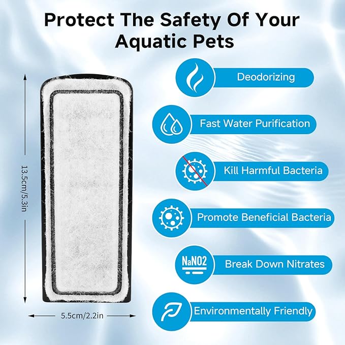 AQQA 6 Packs Aquarium Filter Cartridges with Activated Carbon - Remplacement Fish Tank Filters Cotton