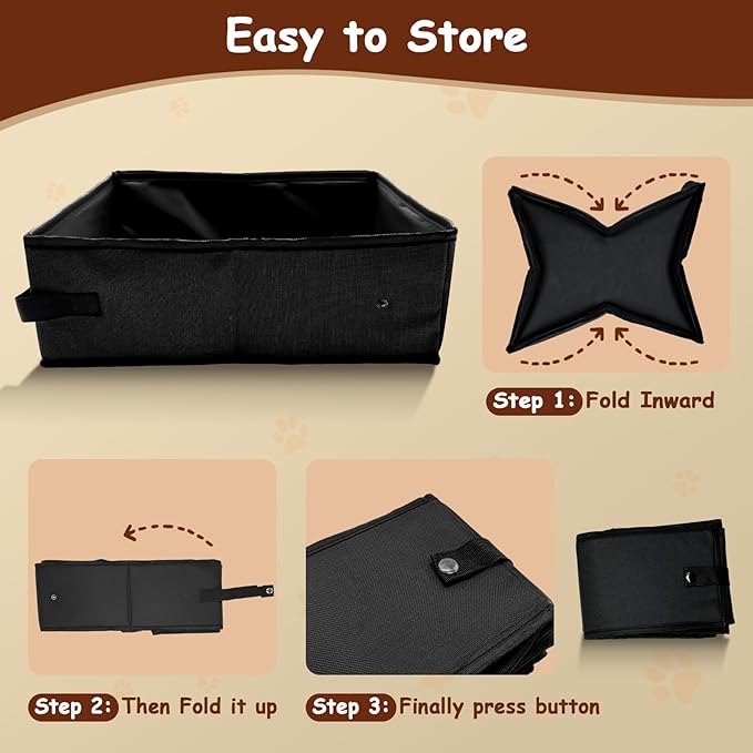 Portable Litter Box for Cats, Folding Cat Litter Box Waterproof, 15.75 * 11.82 * 3.94 Inches, Pet Essentials for Traveling & Camping, Indoor & Outdoor - Green