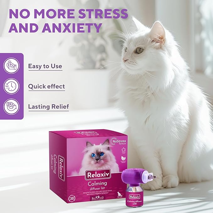 Beloved Pets Cat Calming Diffuser & Pet Anti Anxiety Products - Feline Calm Pheromones Plug in & Cats Stress Relief Comfort Helps with Pee, New Zone, Aggression