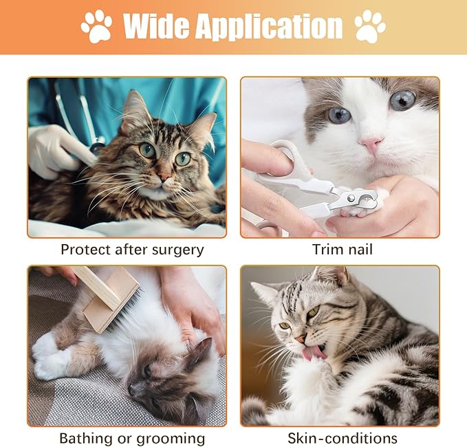 Cat Cone Collar Soft, Adjustable Cat Recovery Collar to Stop Licking After Surgery Protective E Collar for Cats Small Dogs, Orange M