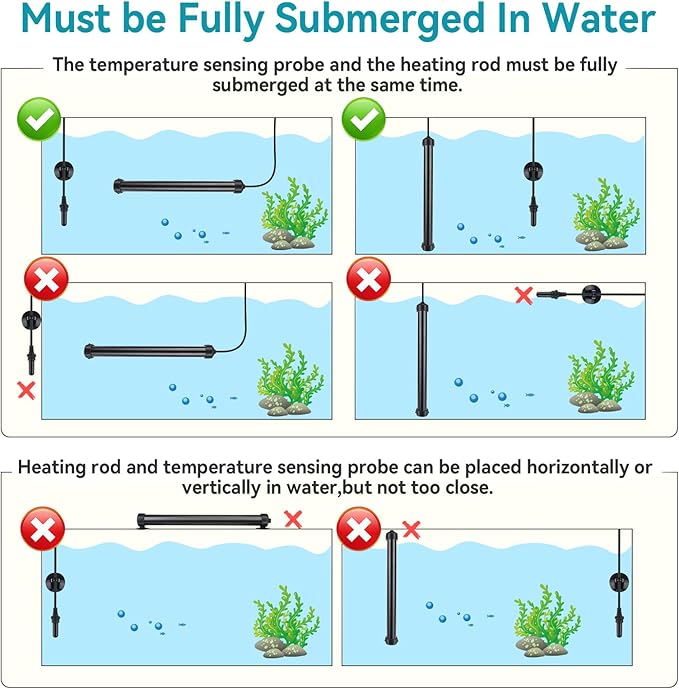 hygger Aquarium Heater 300W,Titanium Heater with Digital LED Controller and Temperature Probe,Submersible Fish Tank Heater with Temperature Calibration,for Saltwater & Freshwater Fish Tank 50-60Gallon