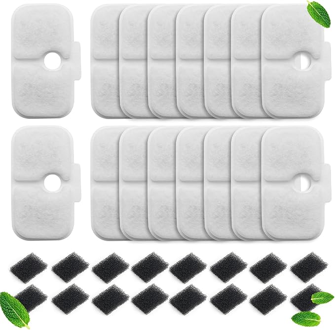Cat Water Fountain Filter, 24 Pack Cat Fountain Filter Replacement with 24 Sponges Compatible With PETLIBRO® Dockstream Tomxcute Cat Water Fountain PLWF005 / PLWF105 / PLWF115 / PLWF305