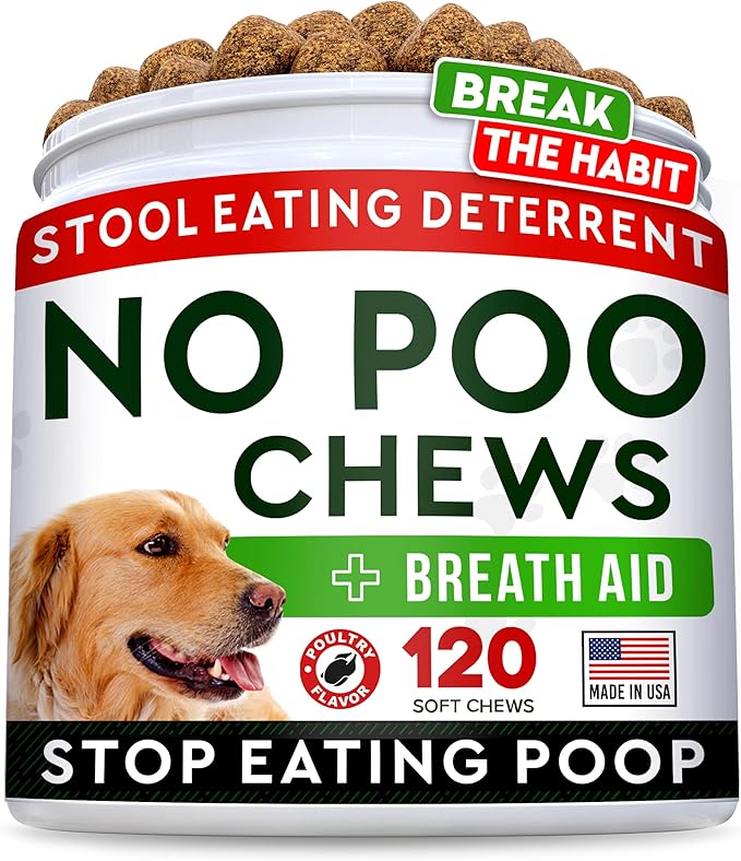 STRELLALAB No Poo Chews for Dogs - Coprophagia & Stool Eating Deterrent with Probiotics, Digestive Enzymes & Breath Aid Support - Stop Dog Poop Eating (120Ct, Poultry)