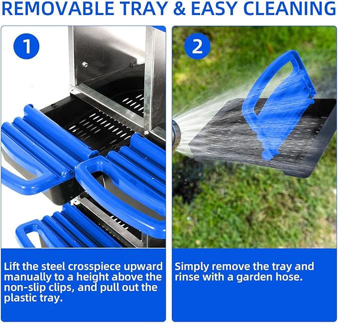 Chicken Nesting Boxes, 8 Hole Metal Chicken Laying Box with with Removable Trays and Roll Out Egg Collection for Chicken Coop, Blue