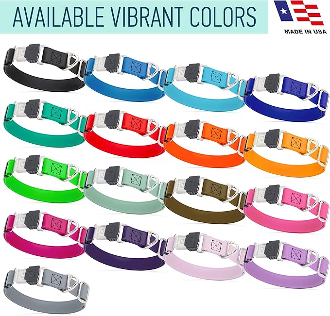 Dogline Biothane Waterproof Dog Collar with Herm Sprenger Black Stainless Steel Quick Release Buckle – Heavy Duty Tactical Durable Collar for Dogs – Comfortable and Safe Pet Collar W1 L 15-25" Purple