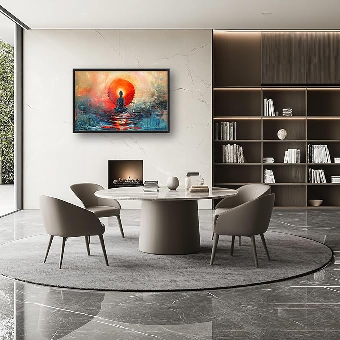 Quorin Buddha Large Wall Art Abstract Zen Pictures Spiritual Meditation Wall Decor Yoga Spa Canvas Print Painting Artwork for Bathroom Living Room Bedroom 36L x 24W