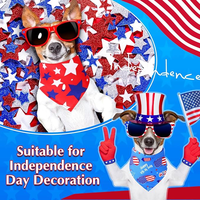 Abbylike 200 Pcs Patriotic Dog Bandanas Bulk Labor Day Bandanas for Dogs Triangle Kerchief Scarf Set for Puppy Small Medium Large Workers' Veterans Day Costume Accessories (25.6 x 17.7 x 17.7 Inch)