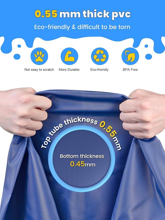 VISTOP Non-Slip Splash Pad for Kids and Dog, Thicken Sprinkler Pool Summer Outdoor Water Toys - Fun Backyard Fountain Play Mat for Baby Girls Boys Children or Pet Dog (117 Inch, Red&Yellow&Green&Blue)