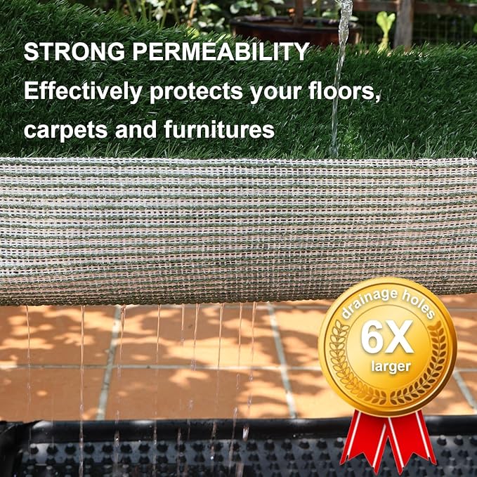 Dog Grass Pad with Tray, 35" X 23" Large Indoor/Outdoor Potty Training Pad, Durable Leak-Proof Tray and Reusable Puppy Grass Pads, Easy Clean Portable Pet Relief System for Small to Medium Dogs