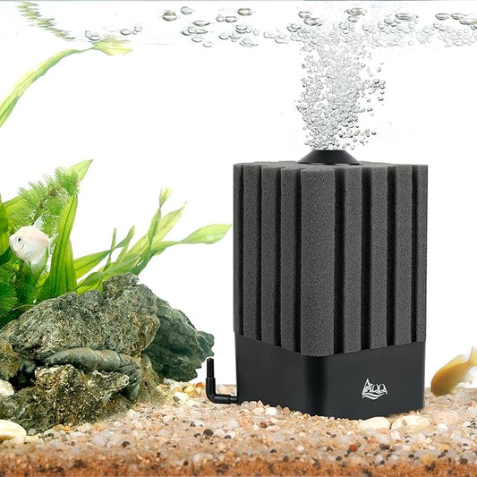 AQQA Aquarium Sponge Filter Submersible Fish Tank Filter Ultra Quiet Aeration Bio Sponge Corner Filter for Breeding Fry Betta Shrimp Fish Tank (Small for 5-20 Gallon)