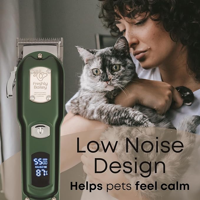 Cat Clippers for Matted Hair - Matted Cat Fur Remover - Low Noise Grooming Trimmer & Shaver | Pet Clippers for Long Hair Cats | Professional Pet Shaver with Detachable Guards