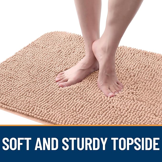 OLANLY Dog Door Mat for Muddy Paws 44x32, Absorbs Moisture and Dirt, Absorbent Non-Slip Washable Doormat, Quick Dry Chenille Mud Mat for Dogs, Entry Indoor Entryway Carpet for Inside Floor, Peach