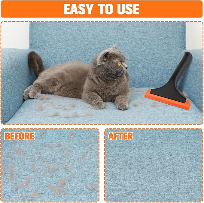 Silicone Pet Hair Removal,Pet Hair Rubber Carpet Rake Cat Dog Hair Remover with 8in Long Handle Pet Hair Remover for Furniture Couch Carpet
