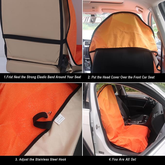 Car Seat Cover Protector Front Seats,for Gym Workout,Running,Swimming,Beach and Hiking,Waterproof Sweat Towel Bucket Seat Covers for Cars SUV Trucks (Orange, 1Pcs)