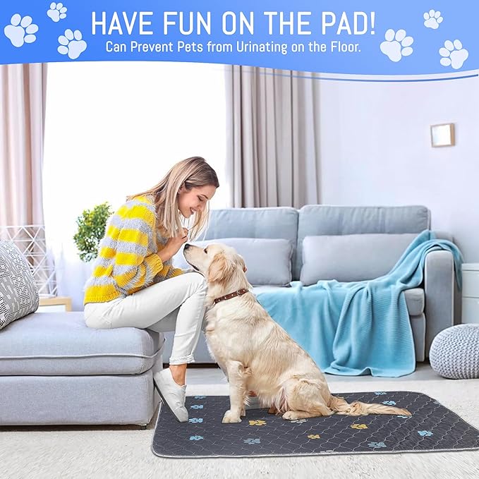 Aitmexcn Washable Puppy Dog Pee Pad, 100% Waterproof Whelping Training Mat for Puppy/Senior Dog, Fast Drying Reusable Puppy Pads for Indoor, Outdoor and Car Travel- 72'' x 72''- 2PCS